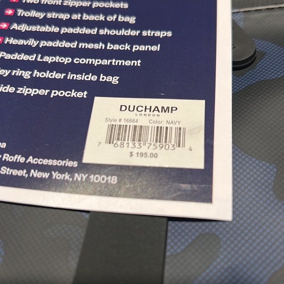 NEW🖤💙Duchamp Foldover Rubberized Backpack in Navy Camo - Picture 8 of 9